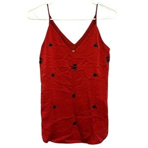 2/$30 Express - Red and Black Floral Dressy Spaghetti Strap Blouse Size XSP